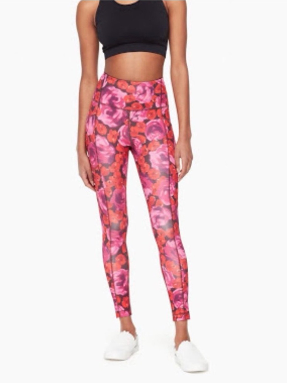 Kate Spade Floral Active Leggings in Pink Red